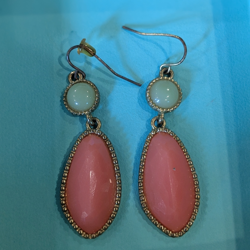 Ann Taylor Pink and White Vintage-Inspired Earrings